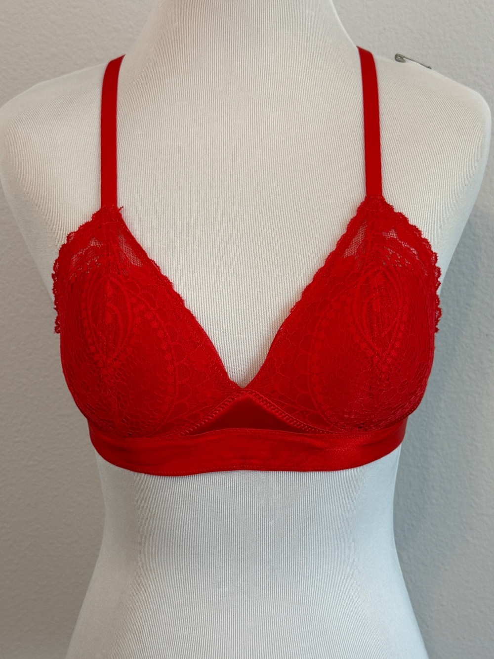 aerie Red Lace Triangle Bralette